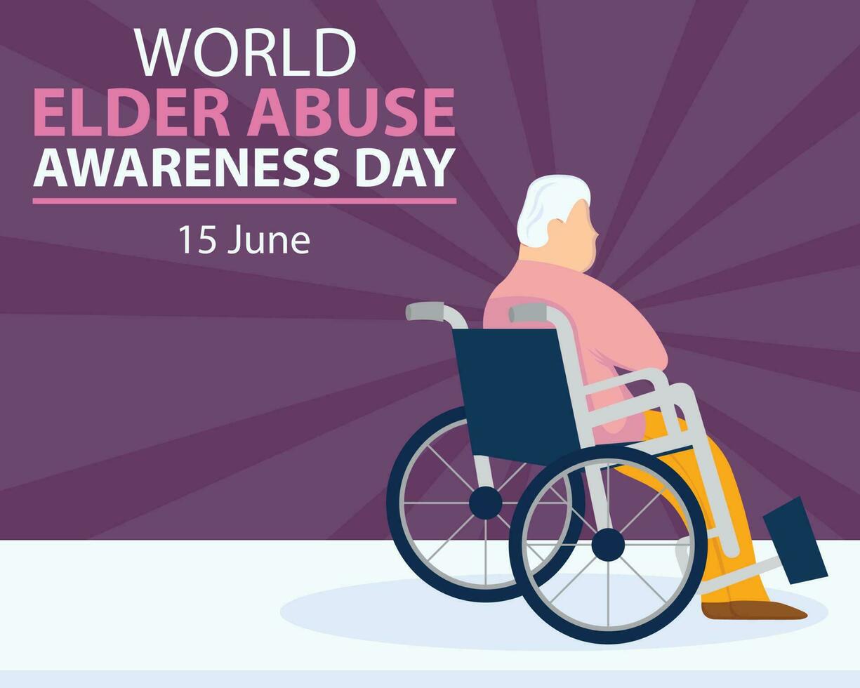 illustration vector graphic of a grandfather was sitting in a wheelchair, perfect for international day, world elder abuse awareness day, celebrate, greeting card, etc.