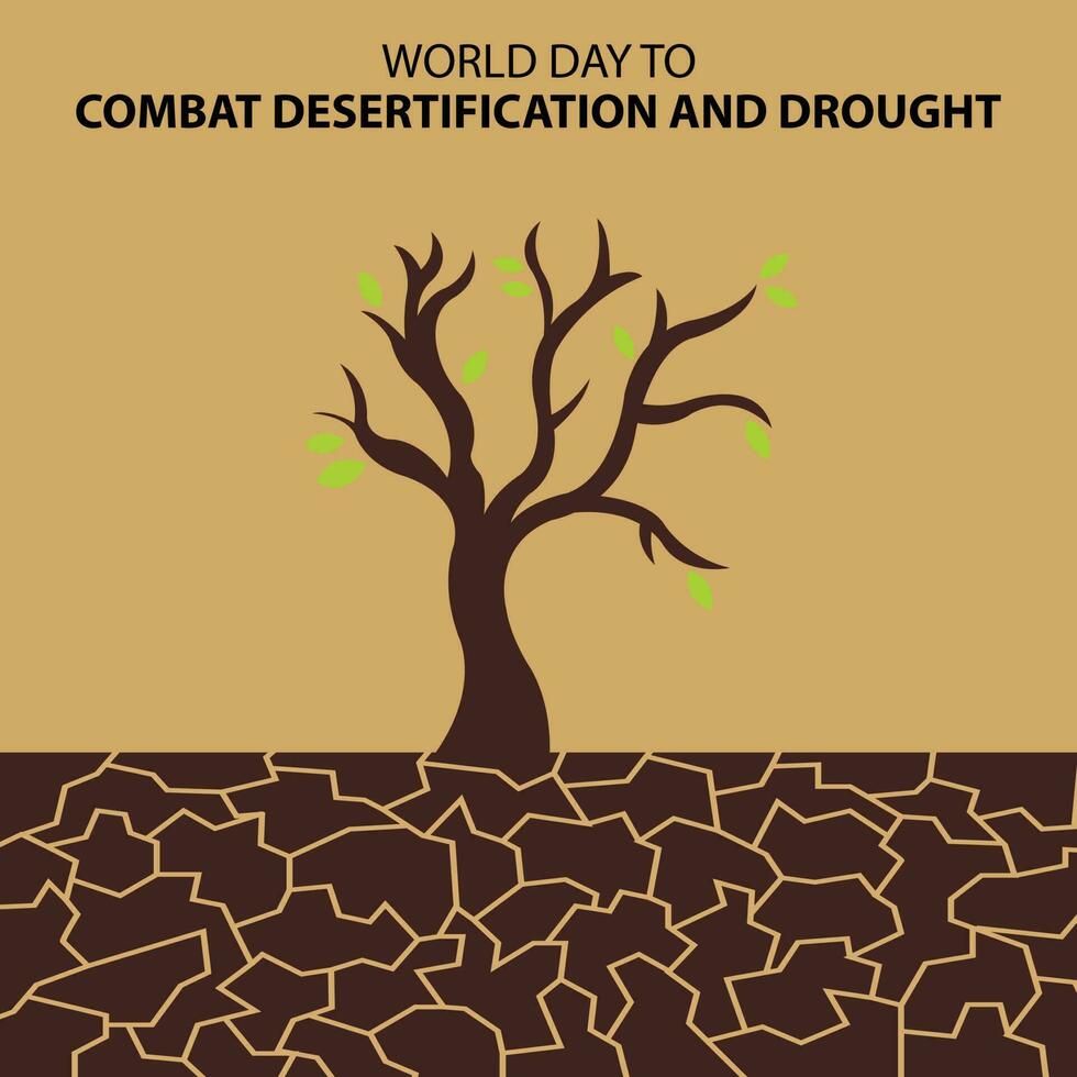 illustration vector graphic of trees dry and die in the arid and cracked land, perfect for international day, world day, combat desertification and drought, celebrate, greeting card, etc.