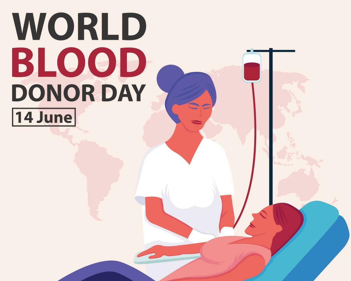 ilustración vector gráfico de un enfermero ayuda un paciente donar sangre, Perfecto para internacional día, mundo sangre donante día, celebrar, saludo tarjeta, etc.