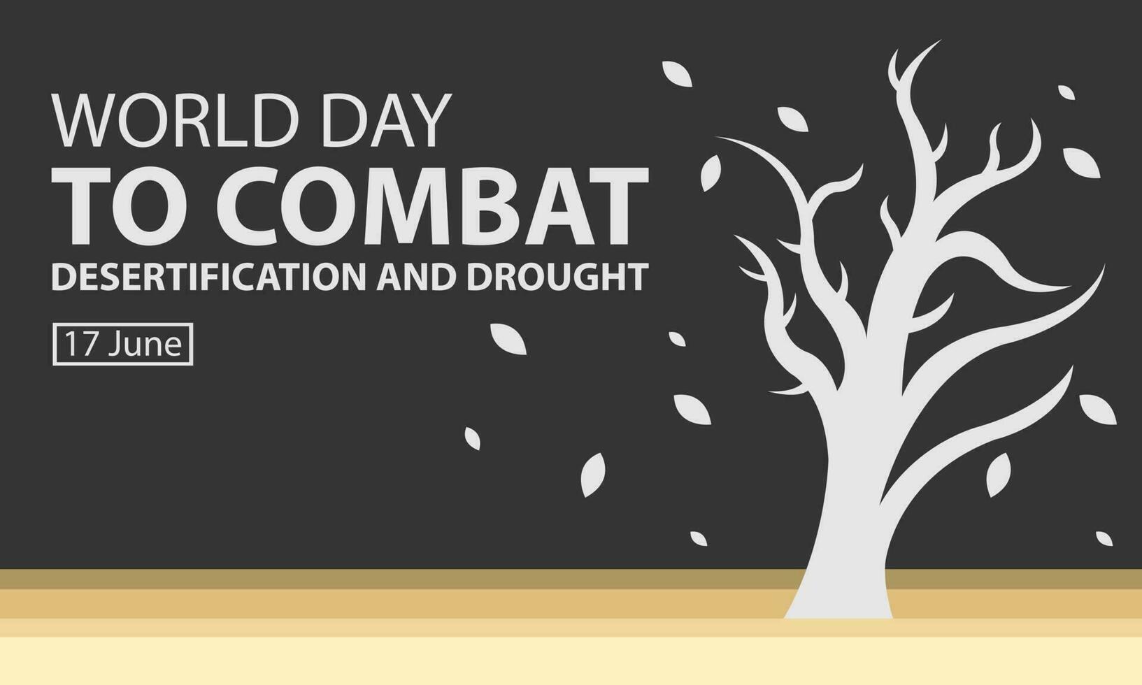 illustration vector graphic of dry dead tree leaves falling in the desert, perfect for international day, world day, combat desertification and drought, celebrate, greeting card, etc.