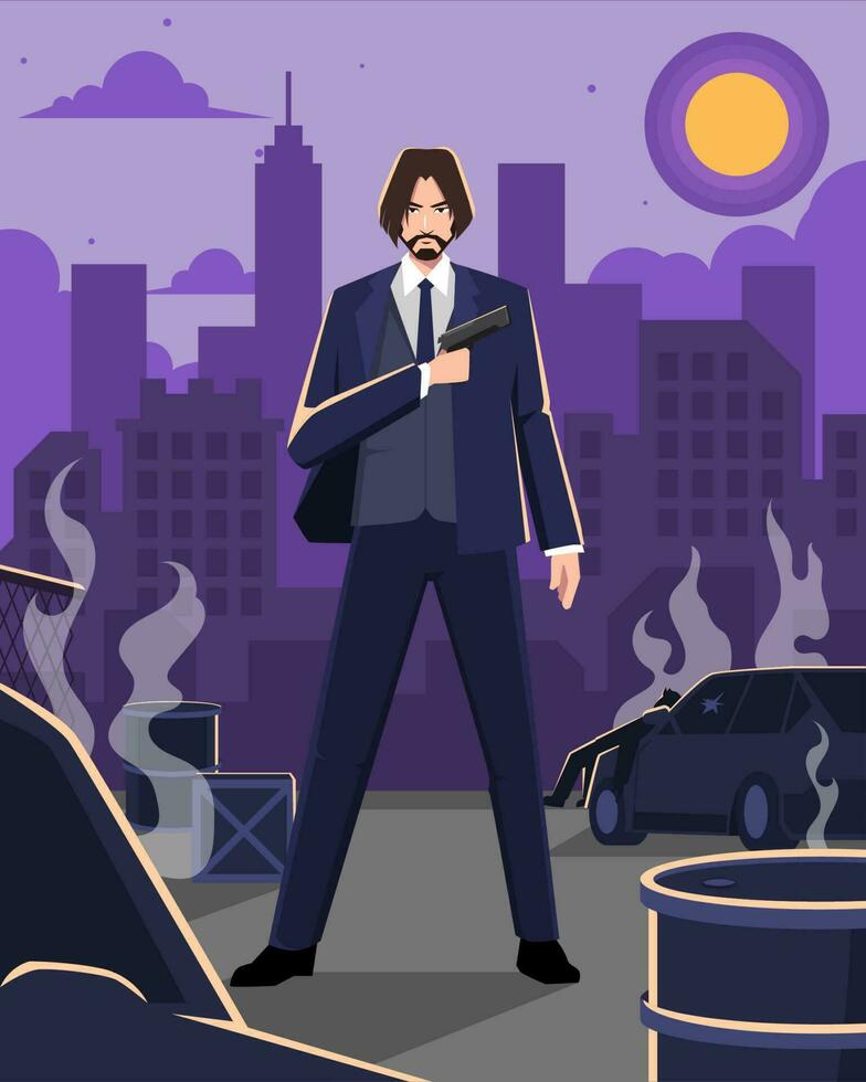 Man in Suit Holding a Gun vector