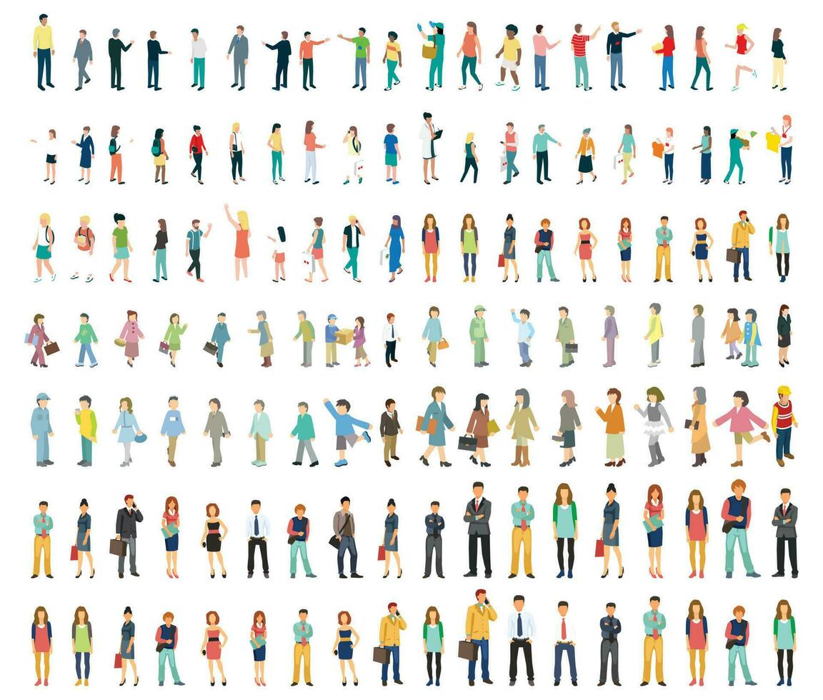 male and female cartoon characters vector illustration. human avatar different process and human avatar big collection of vector illustration