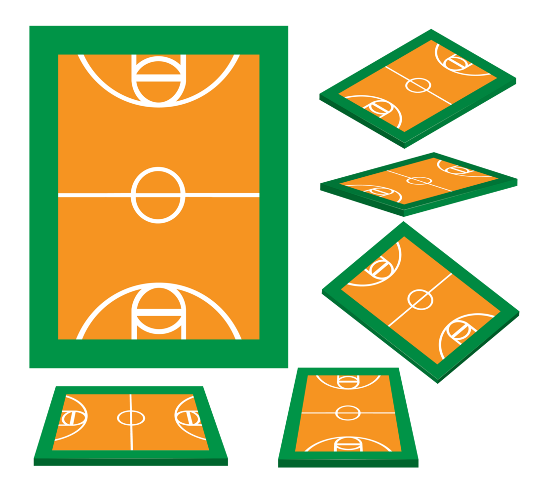 illustrazione 3d del campo da basket o del campo png