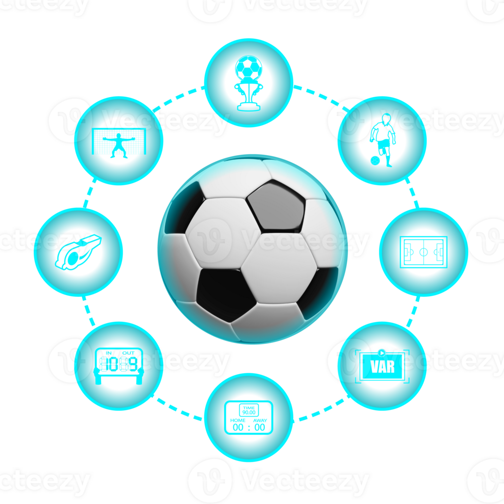 Soccer ball with lighting icons png