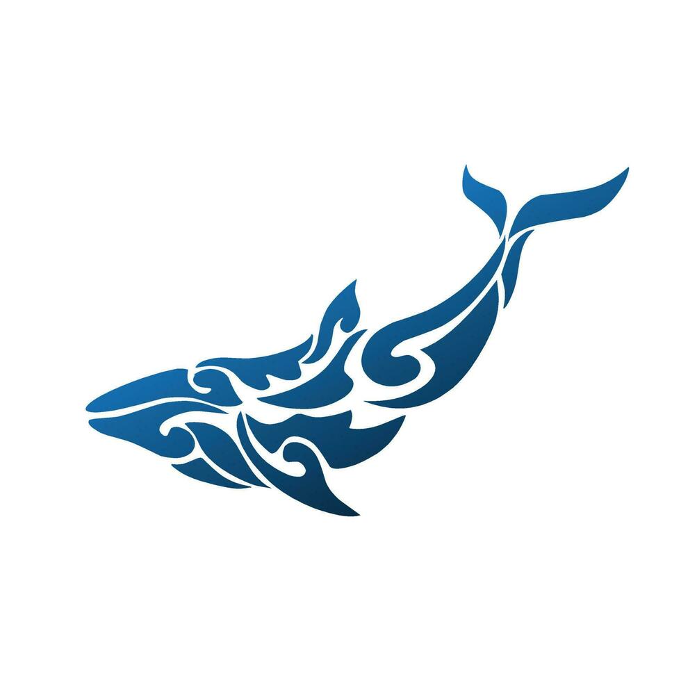 Illustration vector graphic of tribal art design blue whale