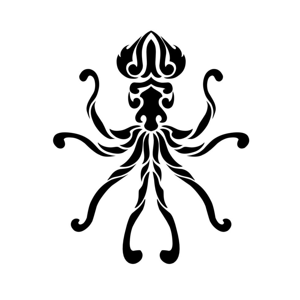 Illustration vector graphic of tribal art squid tatto