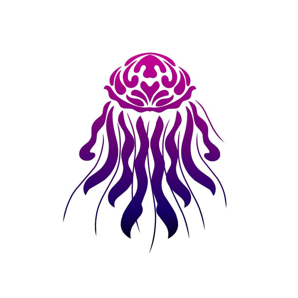 Illustration vector graphic of tribal art jelly fish tatto