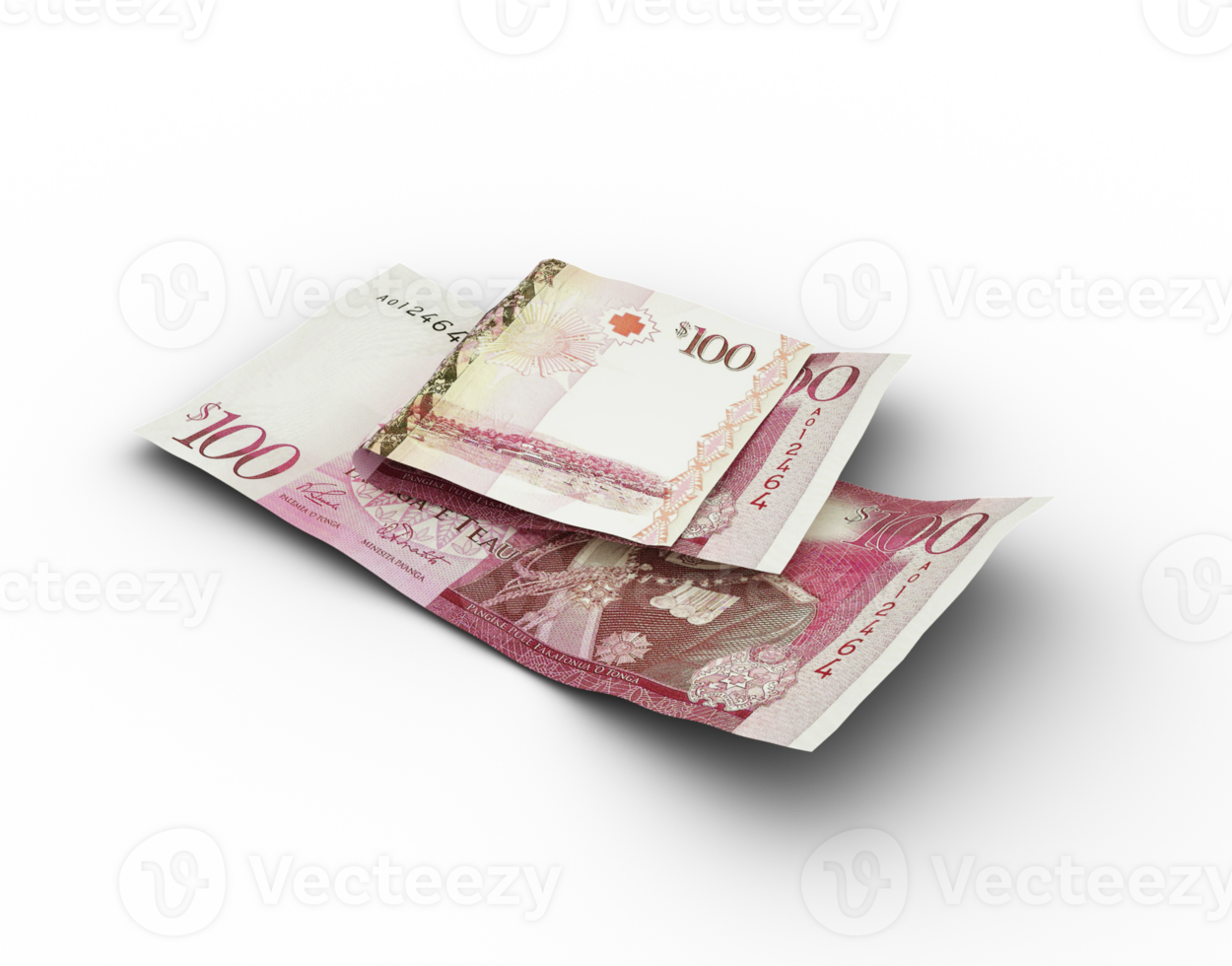 3D rendering of Double 100 Tongan Paanga notes isolated on transparent background png
