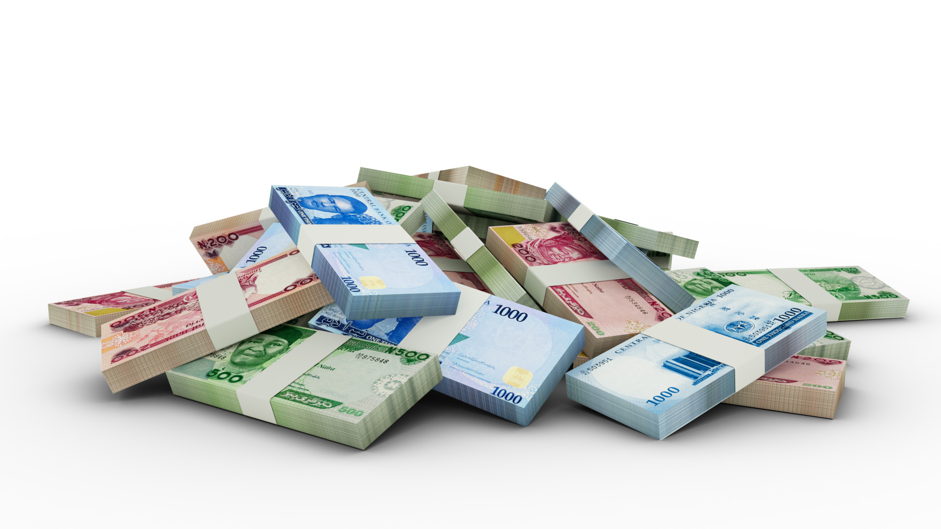 3D Rendering Of Stacks Of Nigerian Naira Notes 24512749 PNG