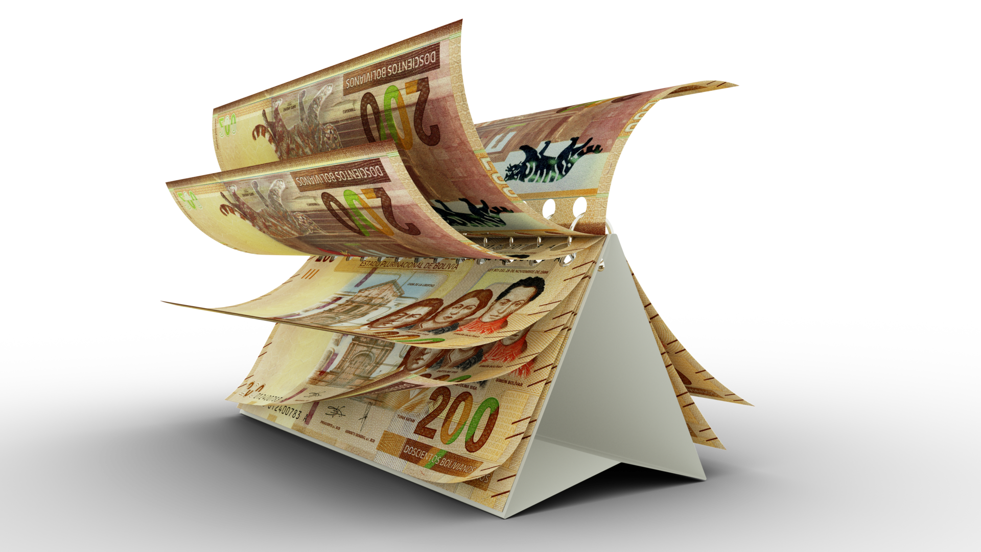 Calendar Made Of 100 Bolivian Boliviano Notes Isolated On Transparent calendar-made-of-100-bolivian-boliviano-notes-isolated-on-transparent