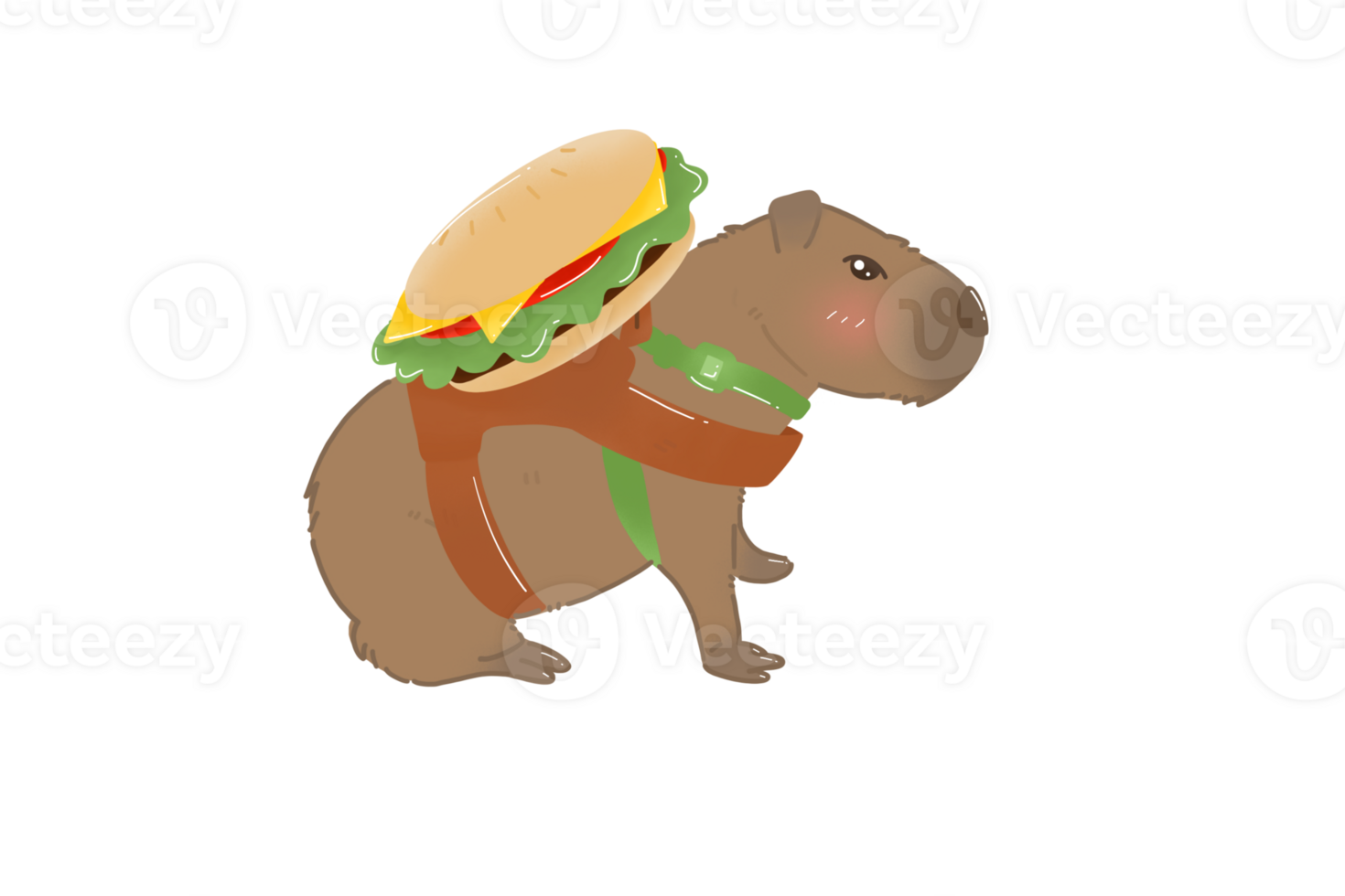 Capybara with hamburger png