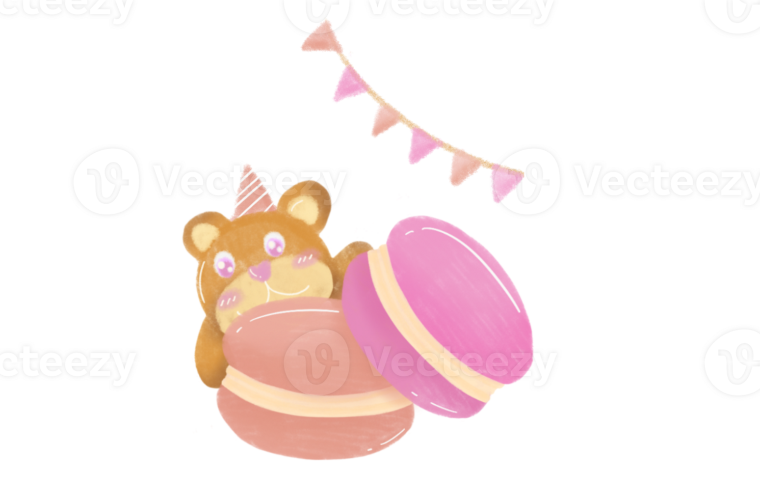 Macarons and teddy bear png