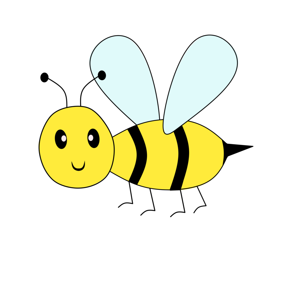 söt bi illustration med svart och gul Färg png