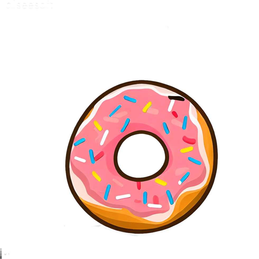Colorful and Glossy Donut with Pink Glaze png