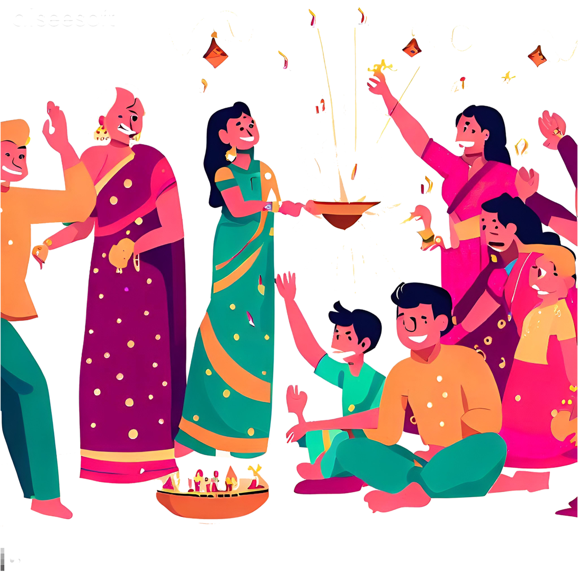 Happy Diwali Indian Family Celebrating The Festival Of Lights 24513063 PNG