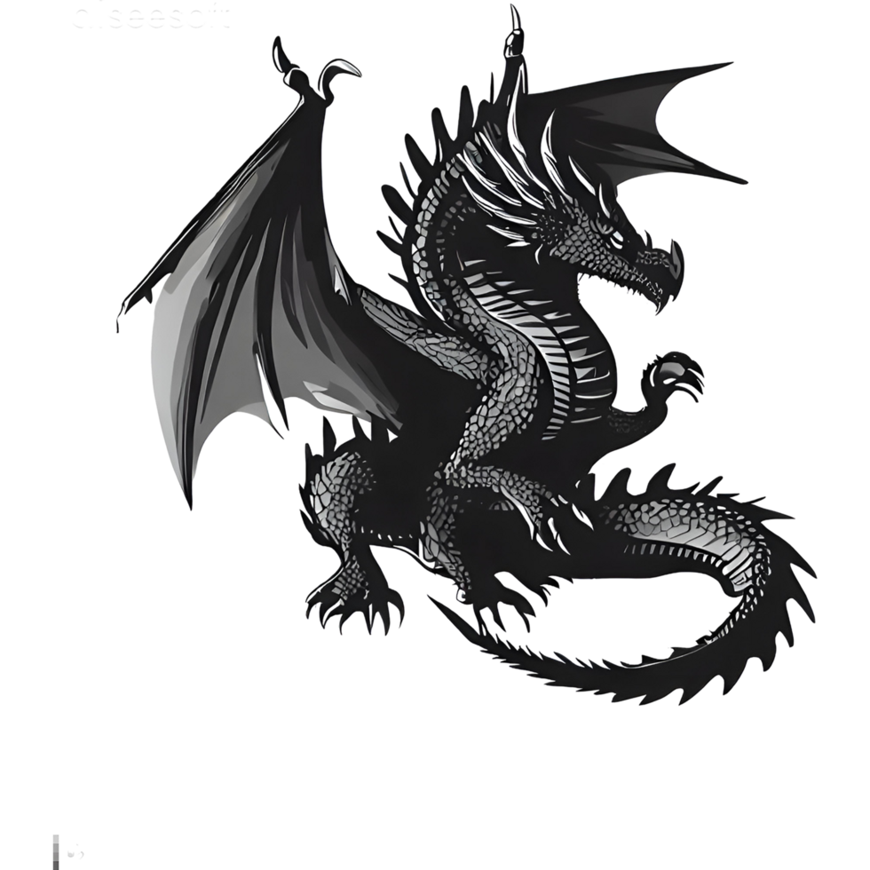 chinês Preto Dragão silhueta png