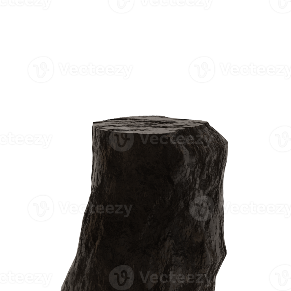 3d render illustration of wood charcoal or coal. for podiums or product stands png