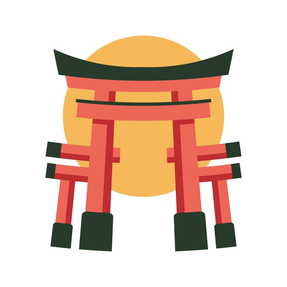 Torii gate vector cartoon illustration.