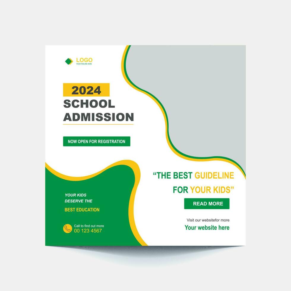 School education admission social media post or back to school web banner template or square flyer poster, School admission social media post. vector