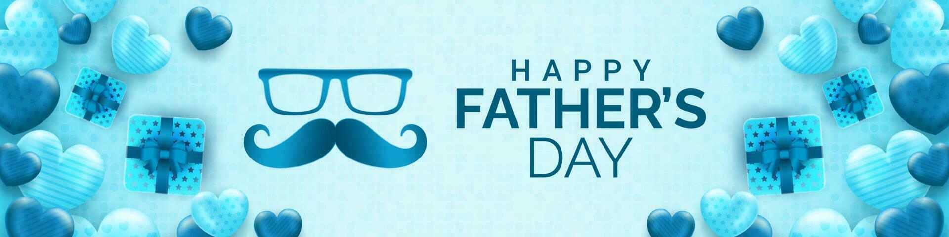 Happy Father's Day greeting with love ornament on blue background, for banner, social media feed, stories vector