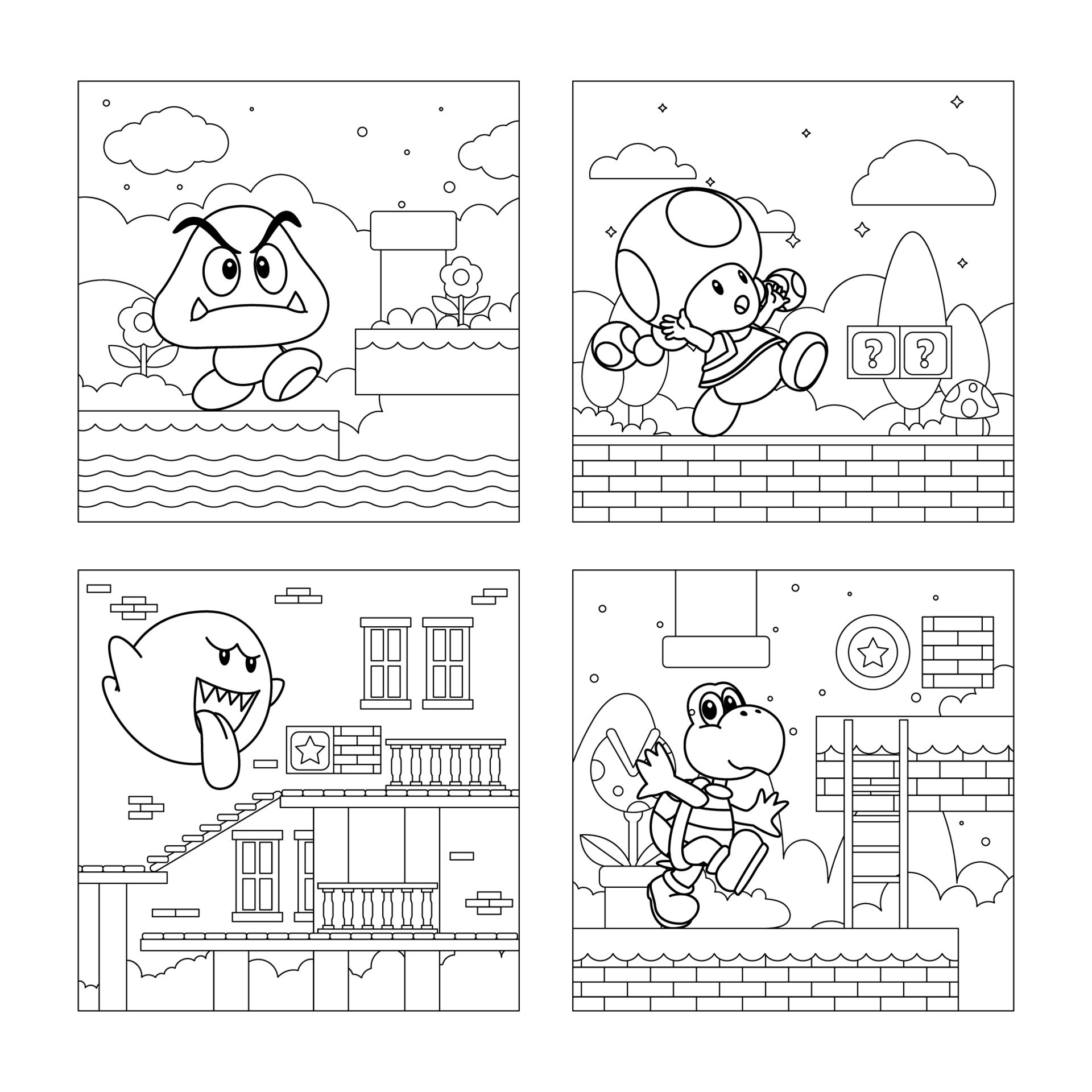 Mushroom Kingdom Coloring Book Collection 24513838 Vector Art at Vecteezy