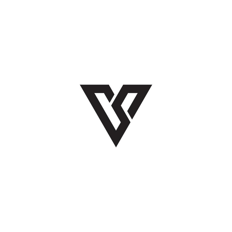 Letters VS SV Triangle Logo created Neatly Minimal Simple Modern vector