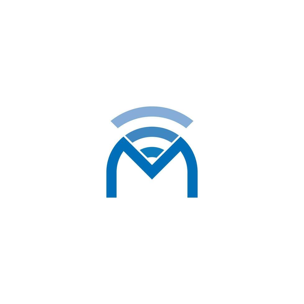 Letter M WiFi Wave Logo vector