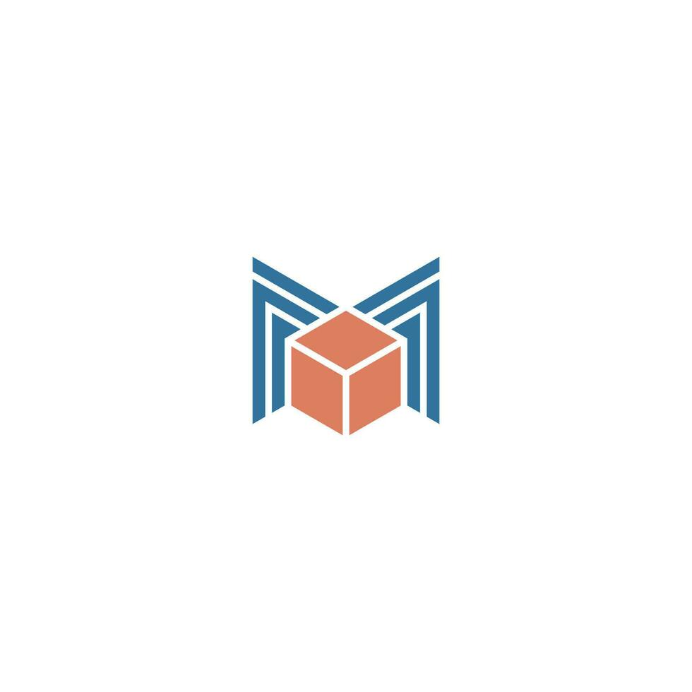 Letter M Box Wing logo design vector