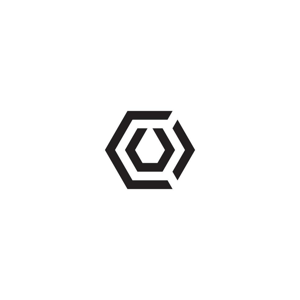 Letters COU CUO OCU OUC UOC UCO Hexagon Logo vector