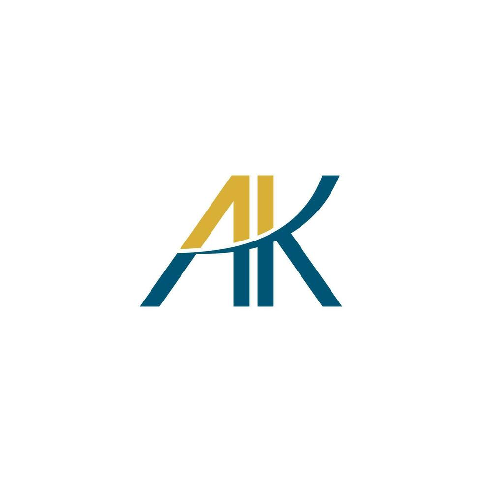 Swoosh letters AK Monogram logo design vector