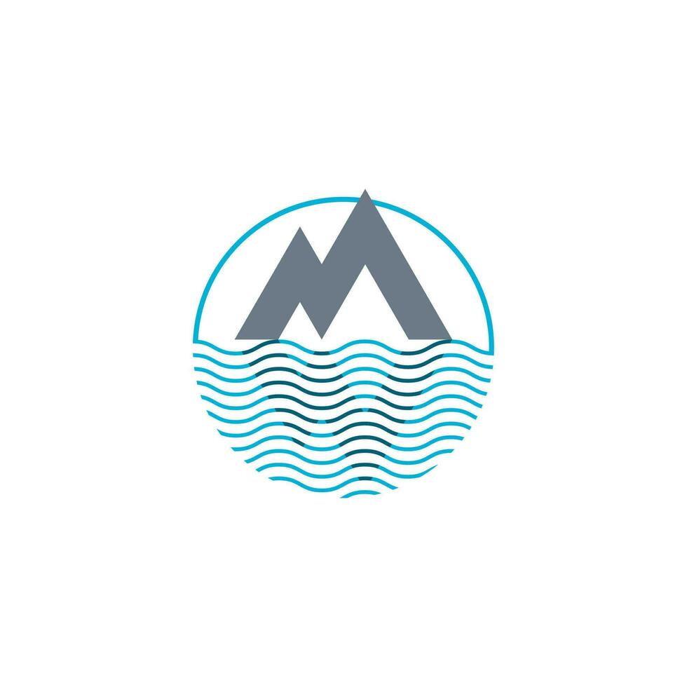 montaña en el medio de el mar logo mínimo sencillo moderno ilustración icono símbolo vector