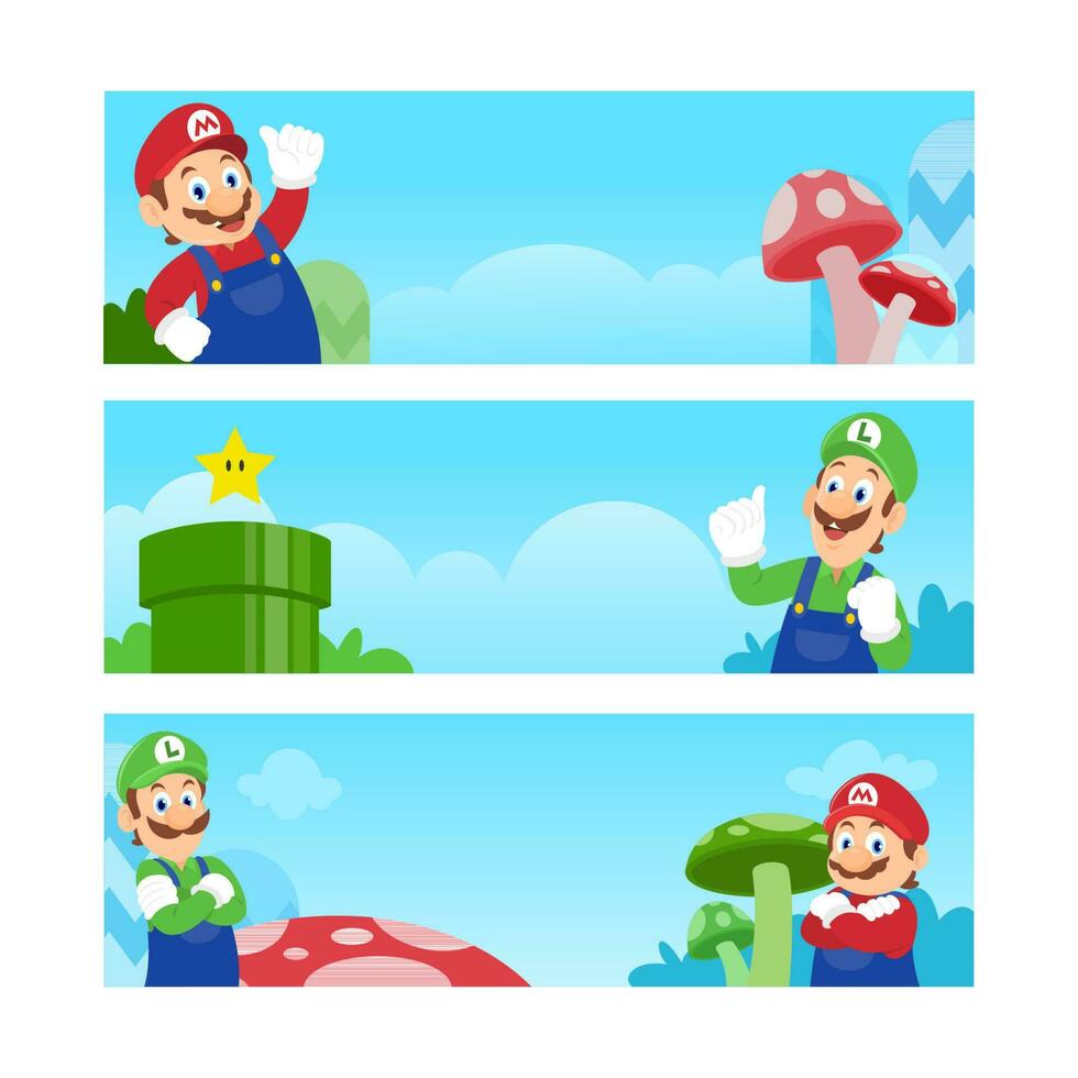 Plumber Bros Horizontal Banner Set vector