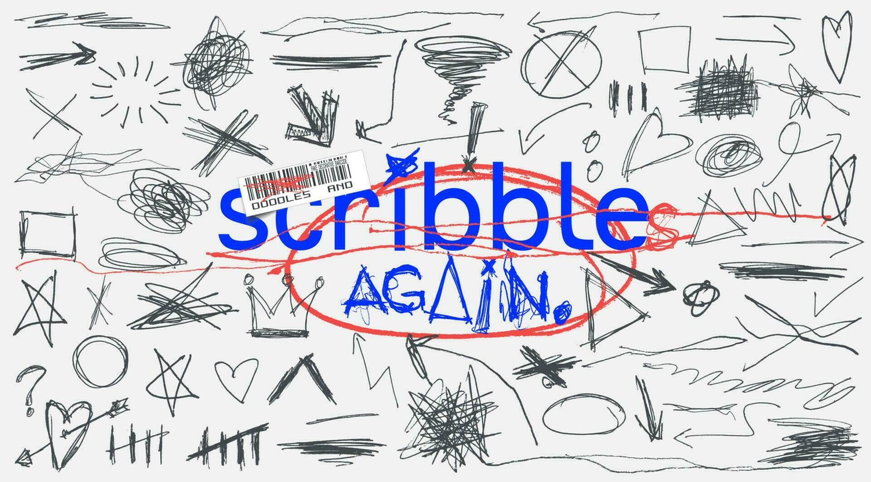 Collection of messy doodles and scribbles vector