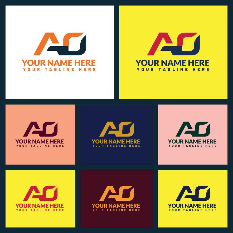 Ao letter logo or ao text logo and ao word logo design. vector