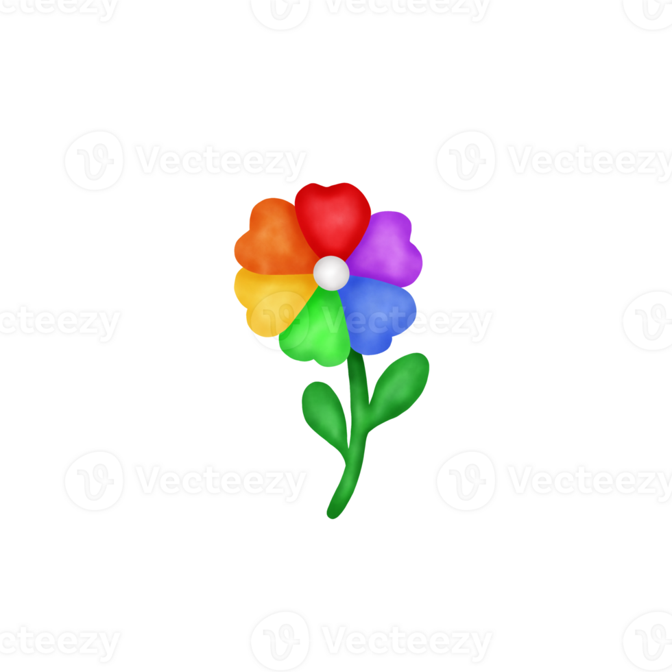 Rainbow Flower, Pride Month Illustration png