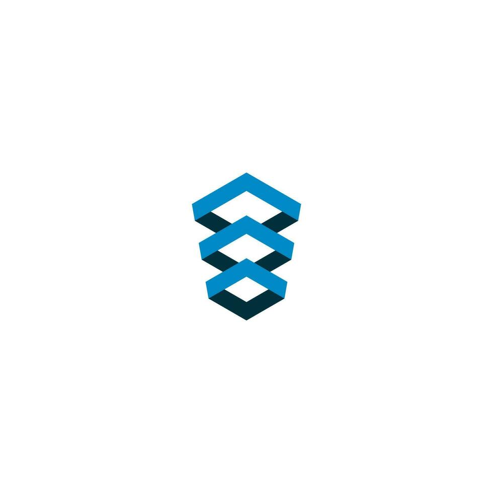 Abstract Arrow Progress Logo created Neatly Minimal Simple Modern vector