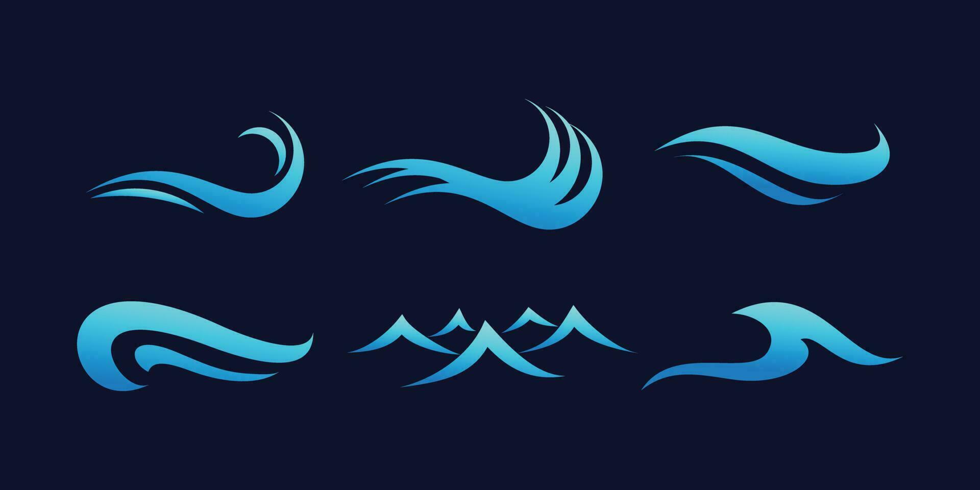 Wave logo design collection with creative unique style vector