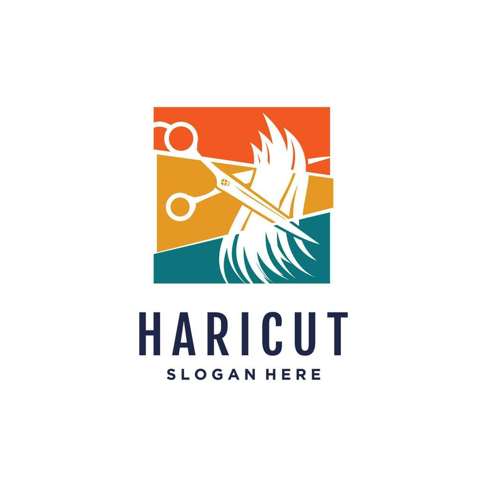 Haircut logo design vector with creative unique and modern idea