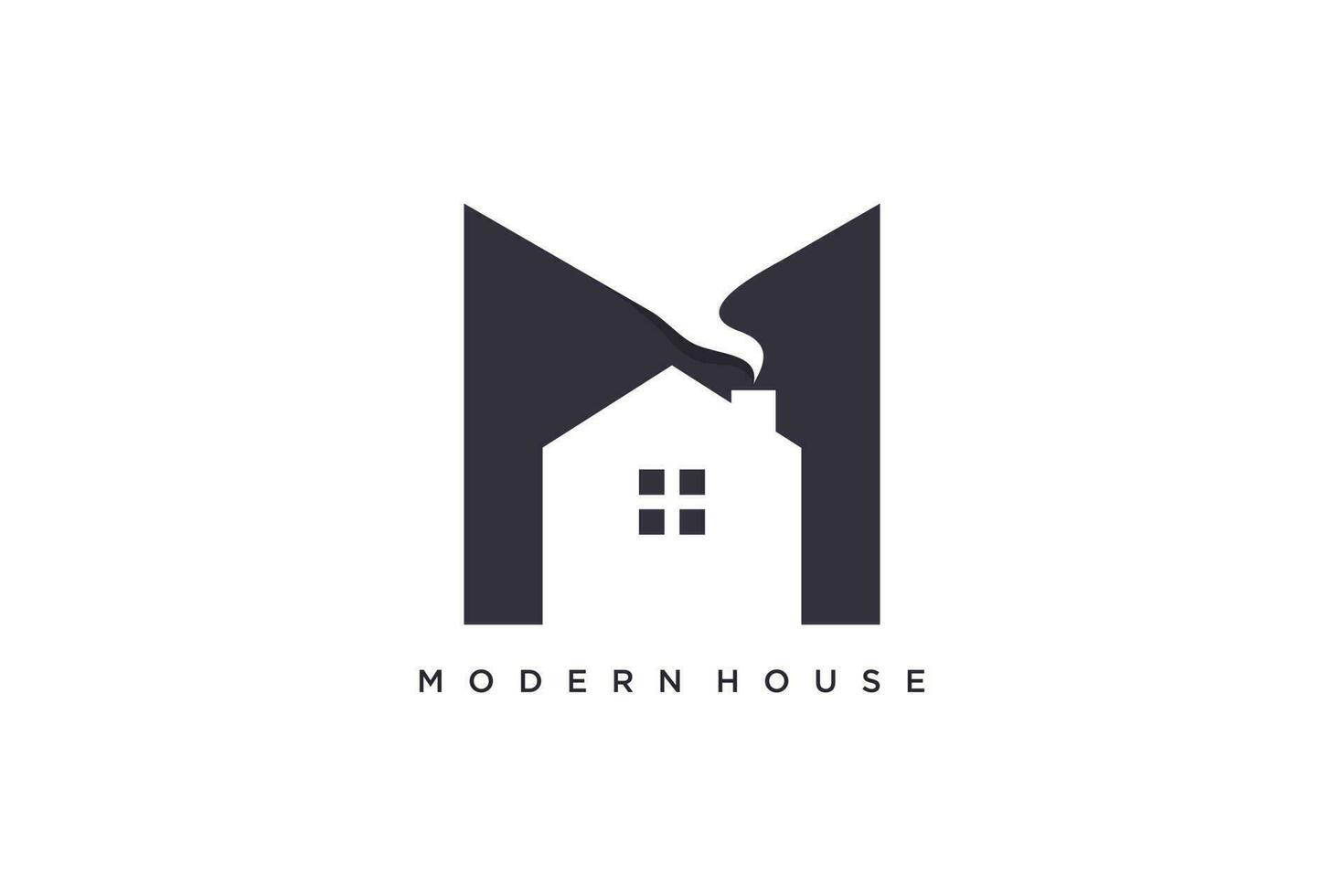 Letter M house logo design vector with creative unique style