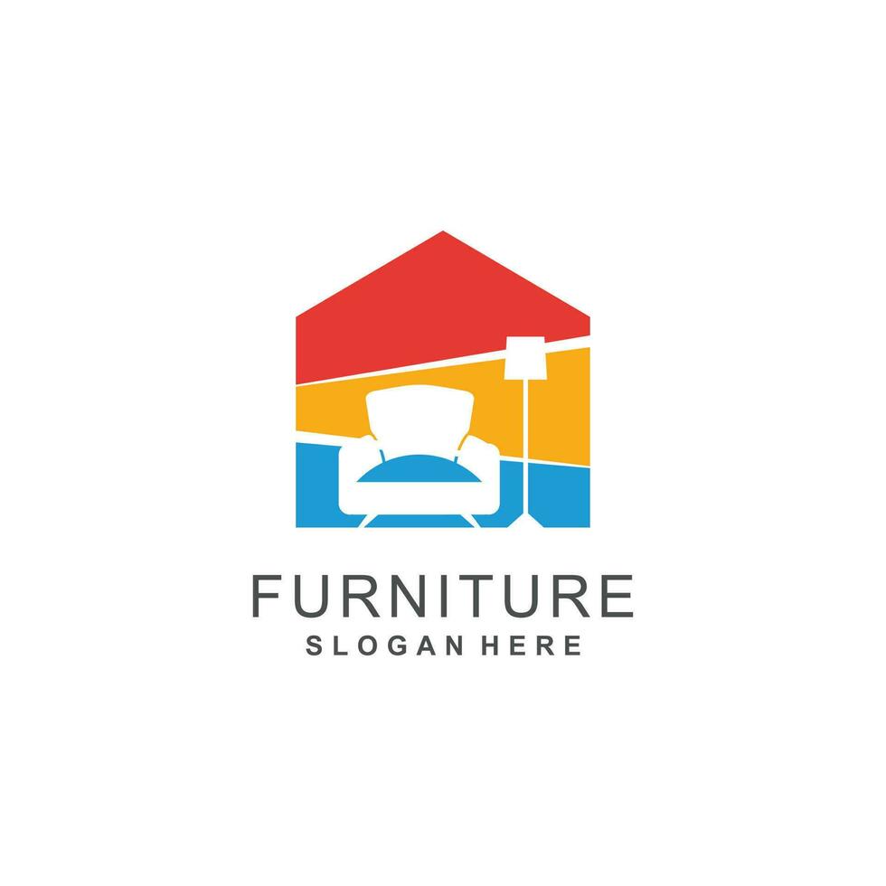 mueble logo diseño con moderno y único casa estilo vector