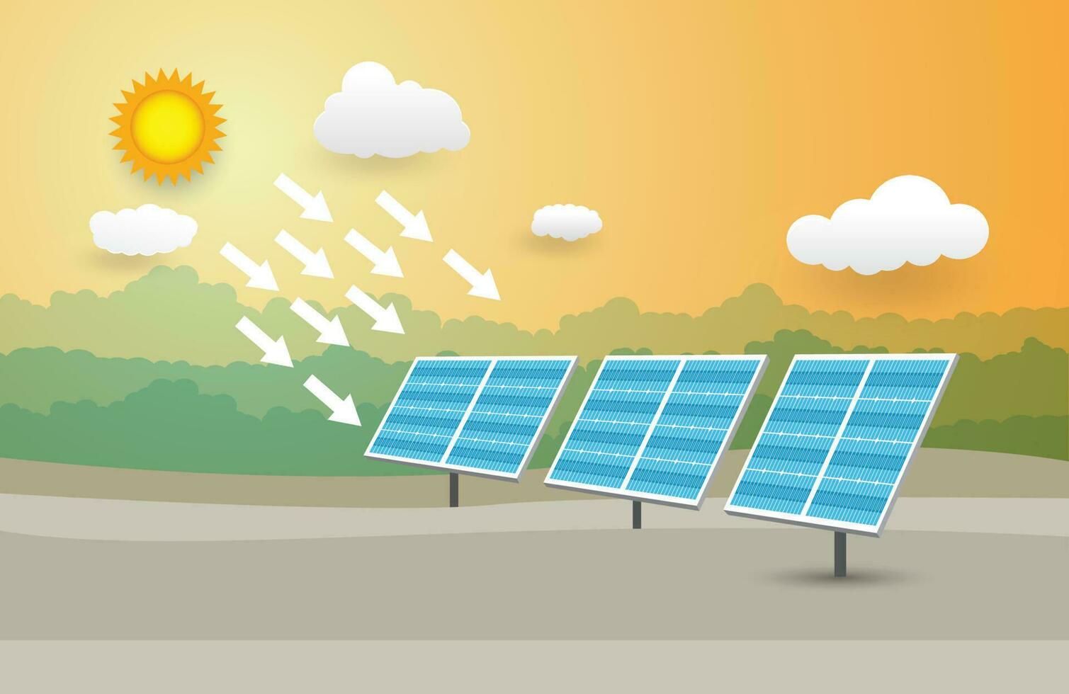 solar celúla, ecología idea , tecnología poder ahorro, vector ilustración