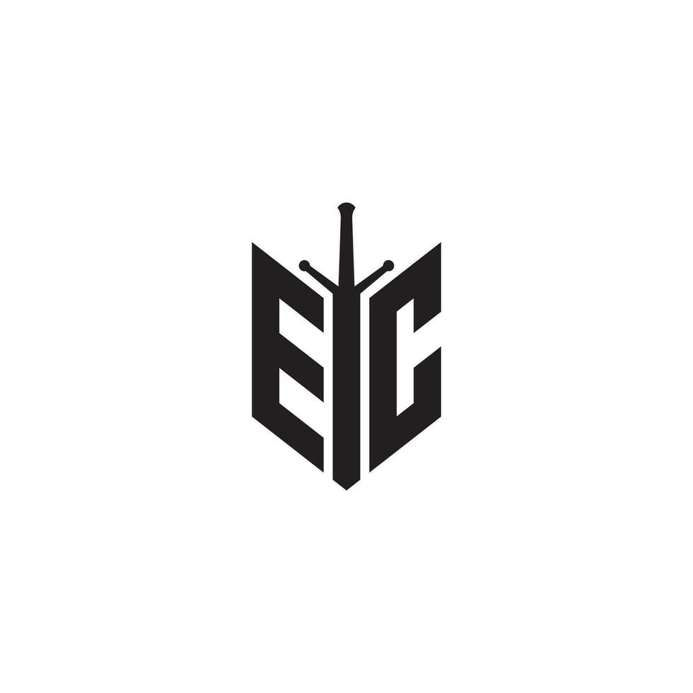 Letters EC Sword logo design vector