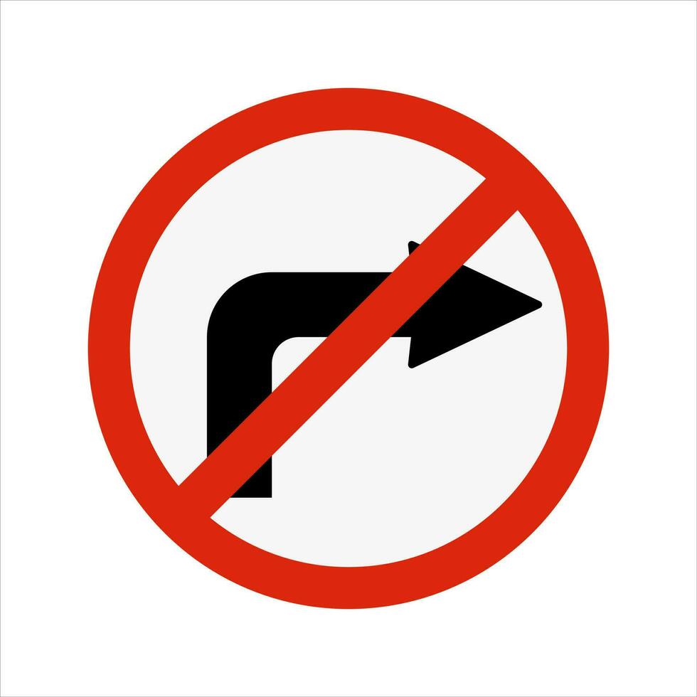 No Right Turn Road Traffic Sign Isolated Vector