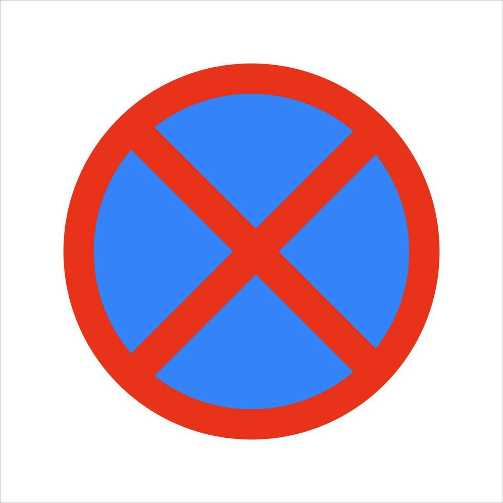 Vehicles in advised zone cannot stop, stand, or park, Parking Restriction Road Traffic Sign Isolated Vector