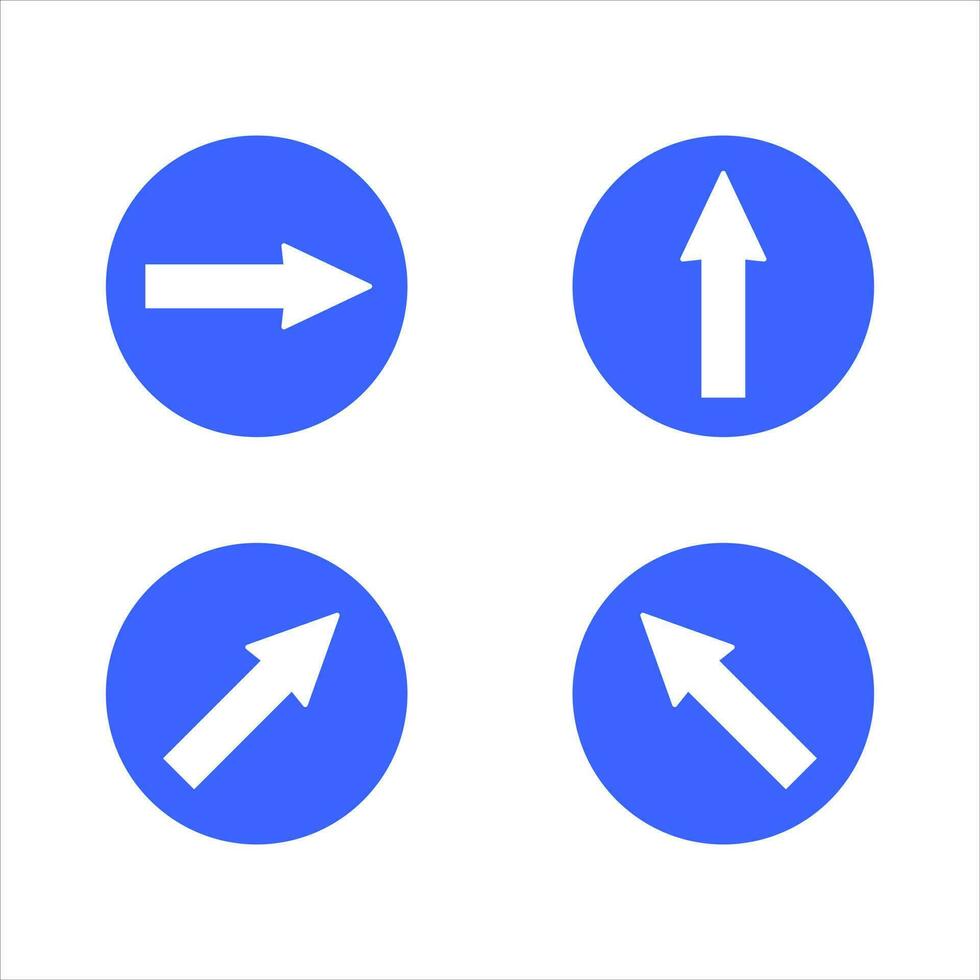 Road Sign Arrows in Blue Color Round Background vector