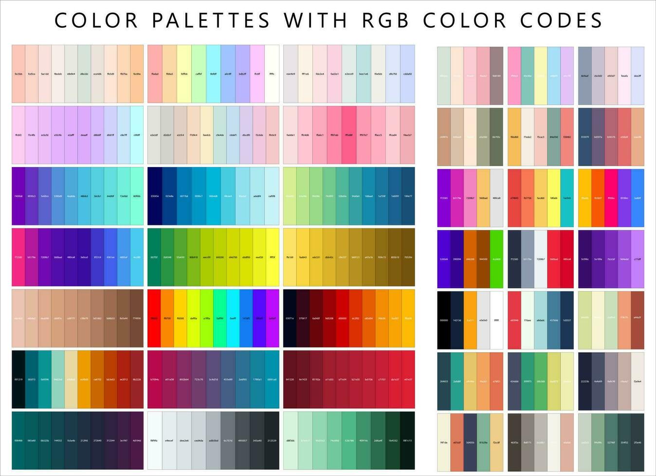 Collection of Color Palettes. Color Swatches for Designing Flat Vector