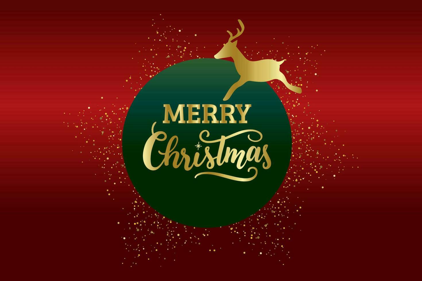 Merry Christmas Lettering Badge with Glittery Decorative Background Vector