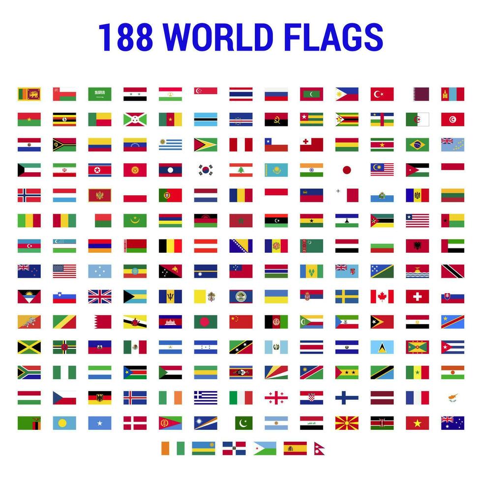 188 mundo nacional banderas colección plano vector