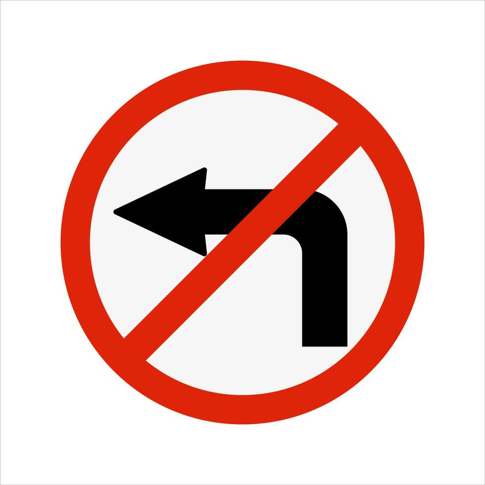 No Left Turn Road Traffic Sign Isolated Vector