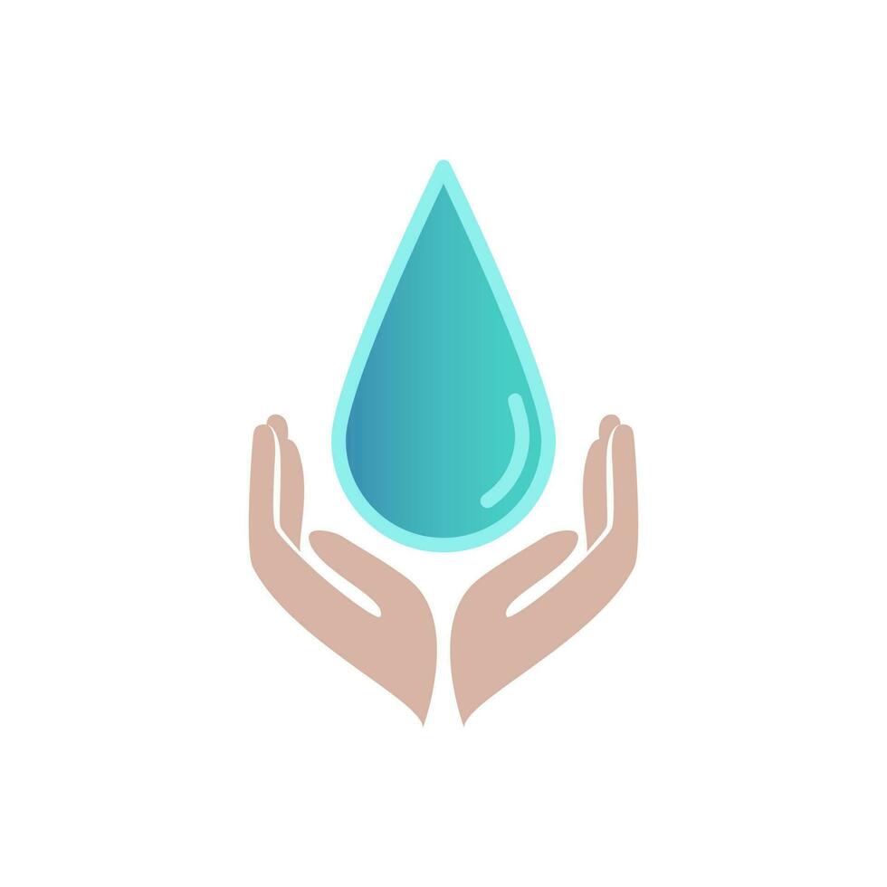 Save the Water World Water Day Concept Two Hands Holding a Water Drop Isolated Vector